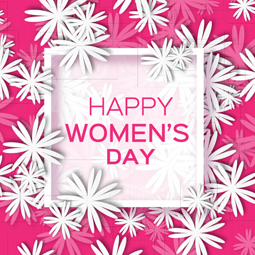 Womens Day 8 March holiday background with paper flower vector 08