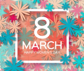 Womens Day 8 March holiday background with paper flower vector 09
