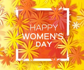 Womens Day 8 March holiday background with paper flower vector 11