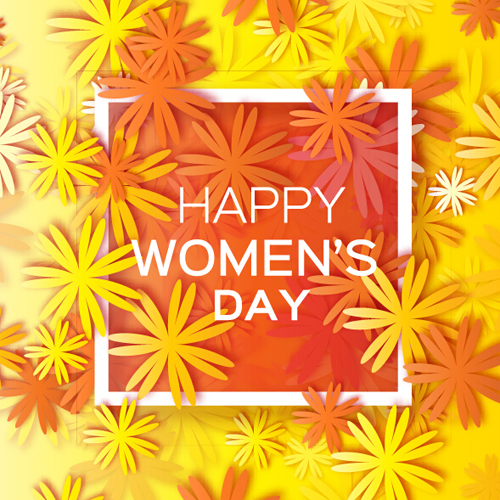 Womens Day 8 March holiday background with paper flower vector 11