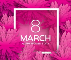 Womens Day 8 March holiday background with paper flower vector 12