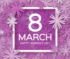 Womens Day 8 March holiday background with paper flower vector 13