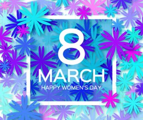 Womens Day 8 March holiday background with paper flower vector 14