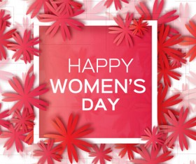 Womens Day 8 March holiday background with paper flower vector 15