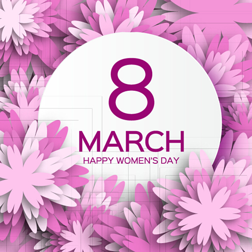 Womens Day 8 March holiday background with paper flower vector 18