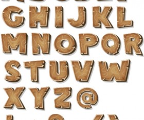 Wood texture alphabet with sign vector