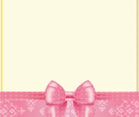 Yellow background with pink bow vector 01
