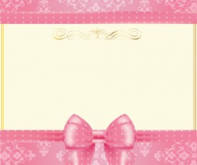 Yellow background with pink bow vector 02