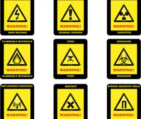 Yellow with black warning sign vector 01