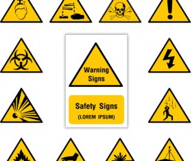 Yellow with black warning sign vector 03