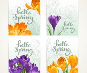 Yellow with purple flower banners vector 02