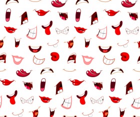cartoon mouths seamless pattern vector