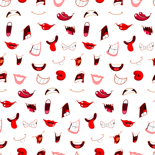 cartoon mouths seamless pattern vector