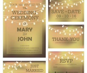 light bulb with wedding invitation card vector 01