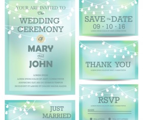 light bulb with wedding invitation card vector 02