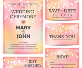 light bulb with wedding invitation card vector 03