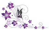 Ornament floral with butterflies vectors material 01 free download