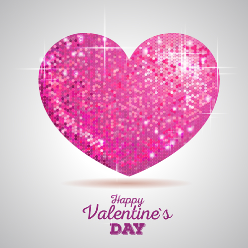 neon heart with valentines day vector