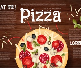 pizza poster vintage vector set 01