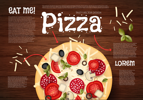 pizza poster vintage vector set 01