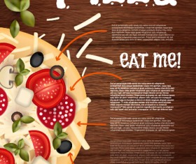 pizza poster vintage vector set 02