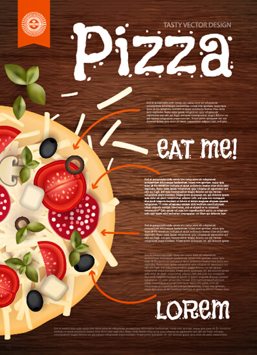 pizza poster vintage vector set 02