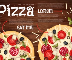 pizza poster vintage vector set 05