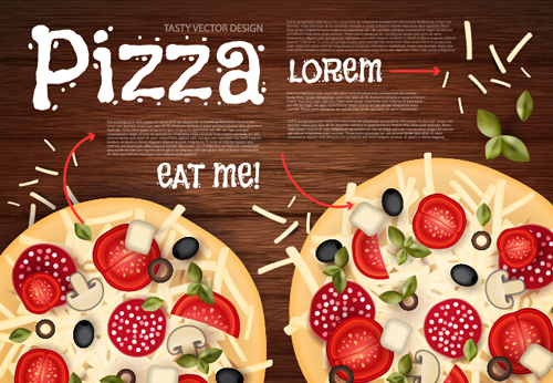 pizza poster vintage vector set 05