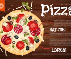 pizza poster vintage vector set 06