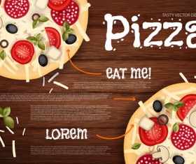 pizza poster vintage vector set 07