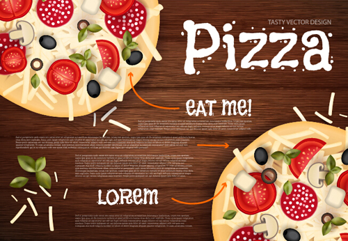 pizza poster vintage vector set 07