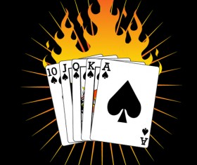 playing cards with flame vector material