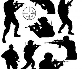 soldiers silhouettes vector set 01
