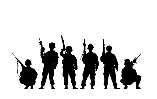 soldiers silhouettes vector set 02