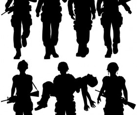 soldiers silhouettes vector set 04