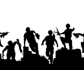 soldiers silhouettes vector set 05