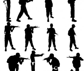 soldiers silhouettes vector set 06