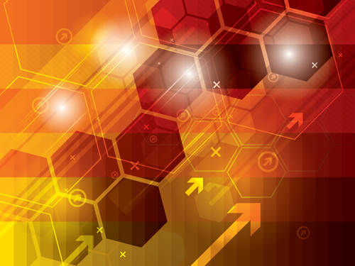Arrow and hexagons technology background vector 07