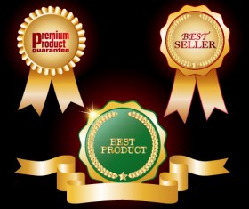 Badge with gold ribbon vector