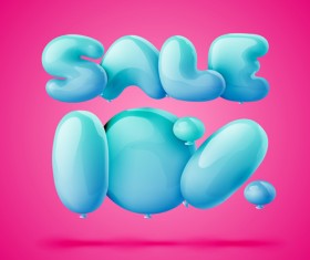 Balloons with sale discounts vector material 01