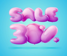Balloons with sale discounts vector material 03