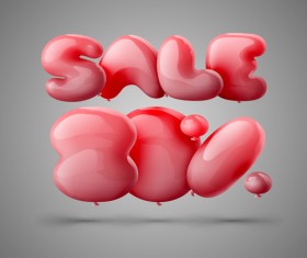 Balloons with sale discounts vector material 07