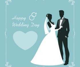 Beautiful bride and groom vector set 02