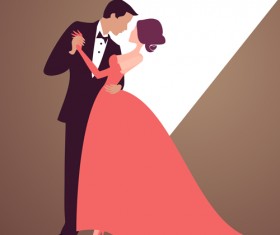 Beautiful bride and groom vector set 04