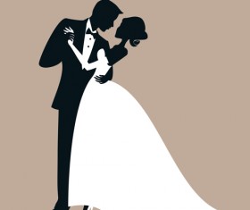 Beautiful bride and groom vector set 05