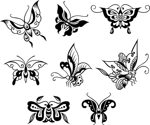 Beautiful decorative butterflies vector design 01