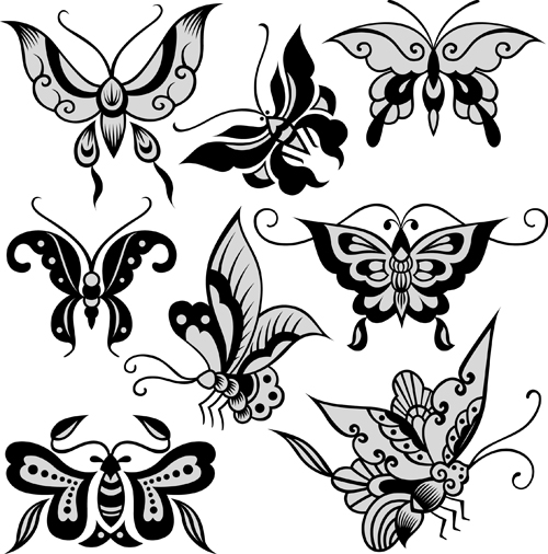 Beautiful decorative butterflies vector design 02