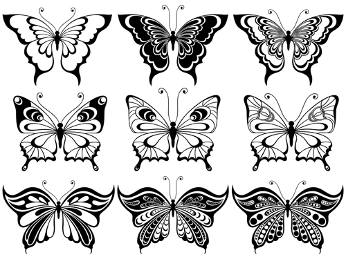 Beautiful decorative butterflies vector design 03