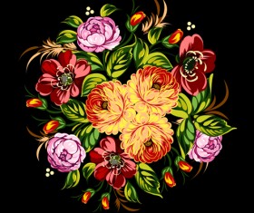 Beautiful flower retro vector graphics 02