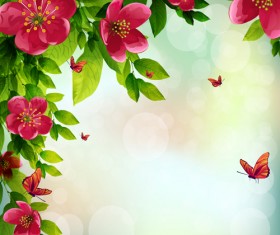Beautiful red flower vector background 01